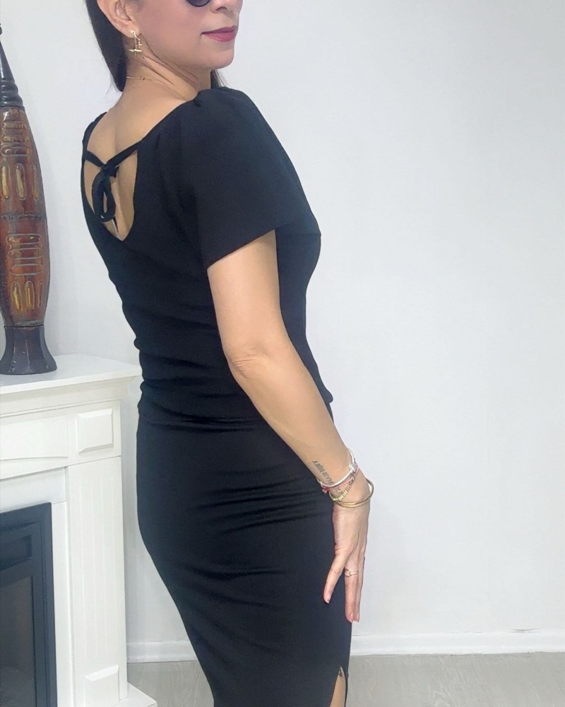 Zarif V Yaka Bluz Siyah 