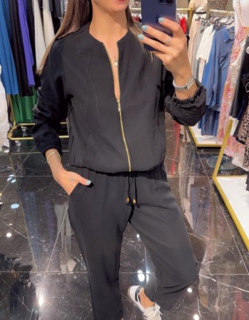 Ceket Pantalon Fermuarlı Alt Üst Takım Siyah