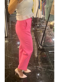 Pens Detaylı Neon Pembe Pantolon