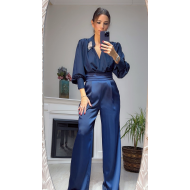 Lacivert Saten Pantolon 