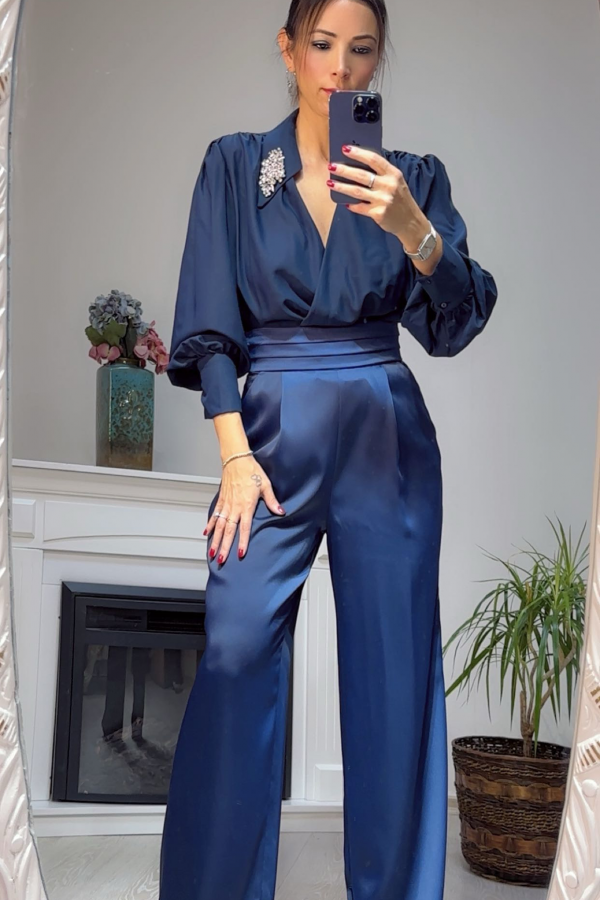 Lacivert Saten Pantolon 