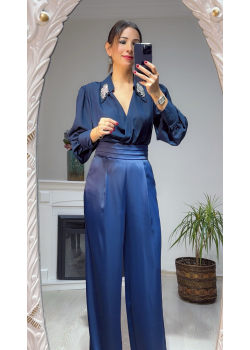 Lacivert Saten Pantolon 