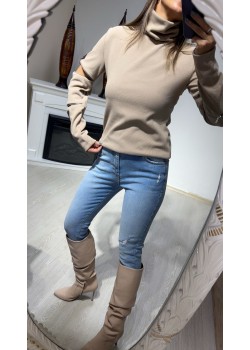 Balıkçı Yaka Kol Fermuar Detay Sweatshirt 