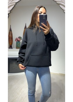 Kapişönlü Siyah Sweatshirt 