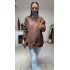 Kahverengi Zımba Düğme Detay Sweatshirt 