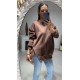 Kahverengi Zımba Düğme Detay Sweatshirt 